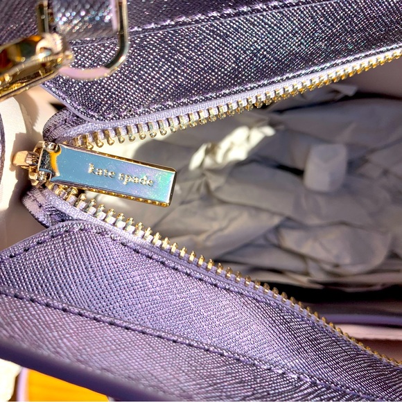 Kate Spade Holiday Collection Lilac Frost Tinsel Satchel and Card Holder Set - Picture 7 of 13